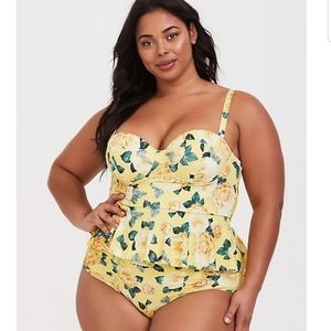 NWT Sz 1 Torrid Floral Peplum Midkini C/D Cup